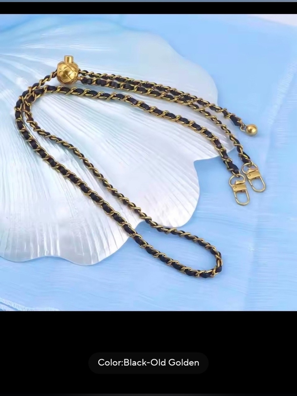 Black, White, Red, Pink & Brown Adjustable Ball Gold Chain Bag Straps